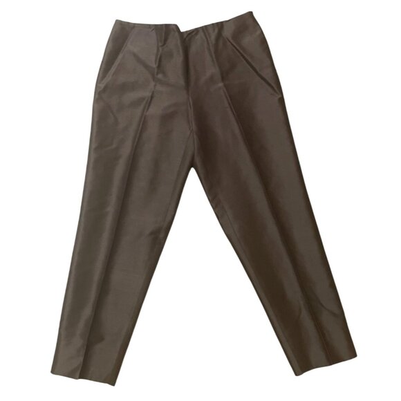 Dana Buchman Womens Silk Brown Trousers Size 10 Luxury Money Classic - Picture 1 of 5